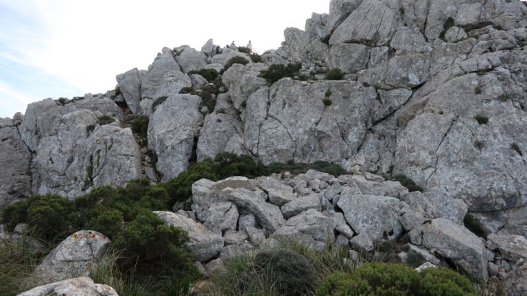 Abklettern auf der Nordseite vom Gipfel - Wanderweg vermutlich verfehlt