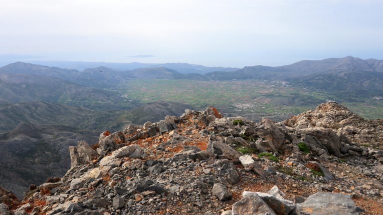 Aussicht vom Spathi auf die grüne Lasithi-Hochebene