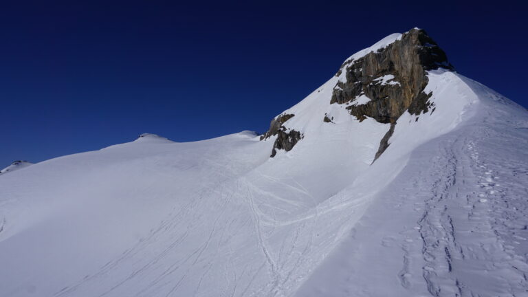 Auf dem verwechteten Übergang zwischen Glacier des Diablerets und Glacier de Praprio (Col du Dôme)