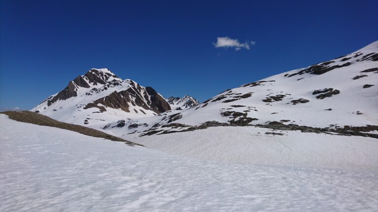 Auf der Endmoräne vor dem Griessee. Rechts das Grieshorn.