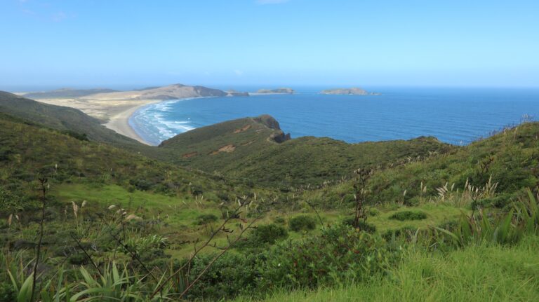 Blick zum Te Werahi Beach und Cape Maria van Diemen
