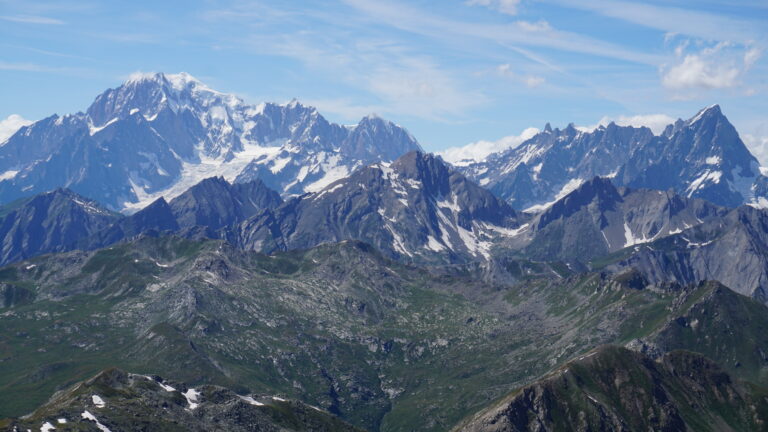 Zoom zu Mont Blanc und Grandes Jorasses