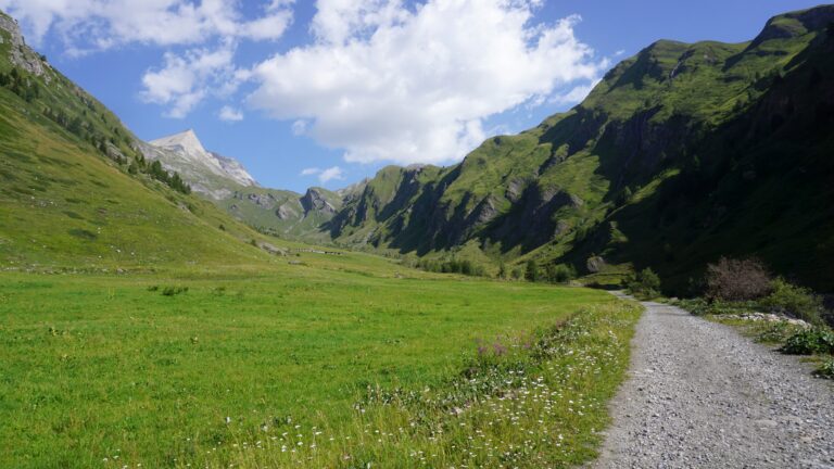 Schotterstraße von Planaval zur Alp Ecules