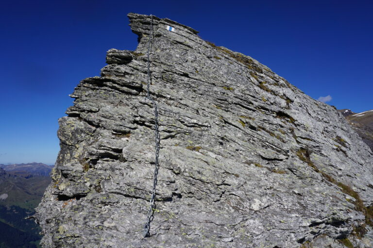 Abkletterstelle von unten
