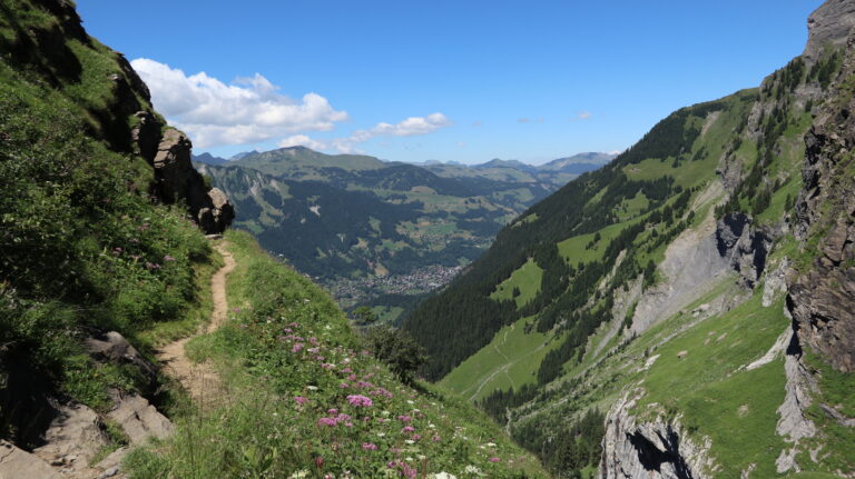 Über der Saufla-Schlucht mit Blick auf Champéry