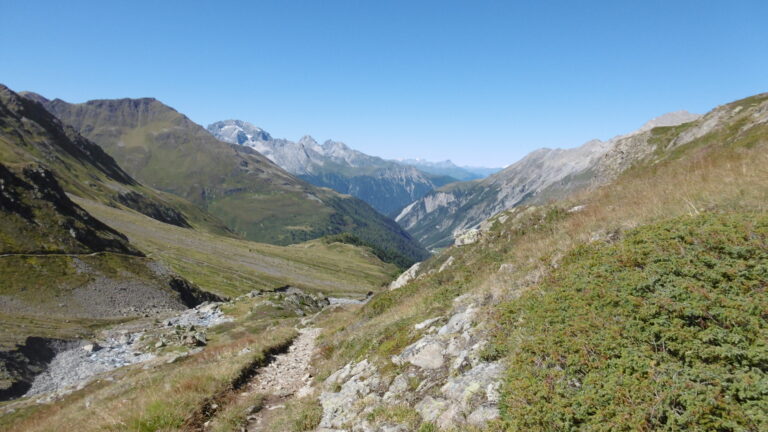 Rechts der MTB-Schotterweg und links der Wanderweg
