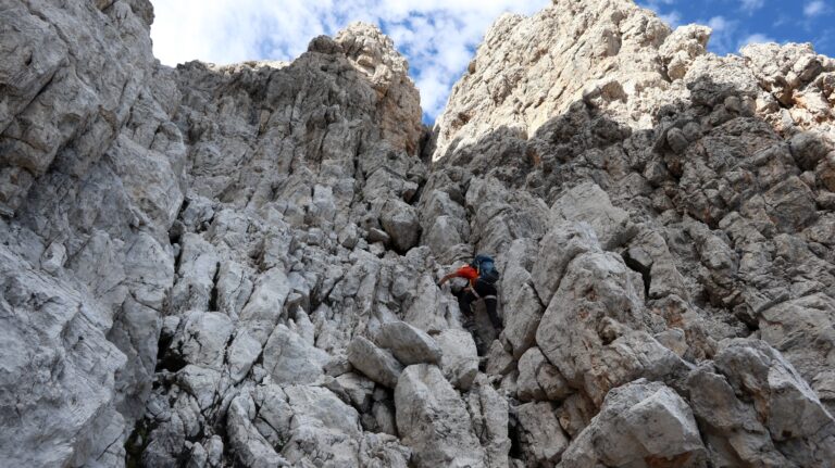 Abklettern unter der letzten Abseilstelle