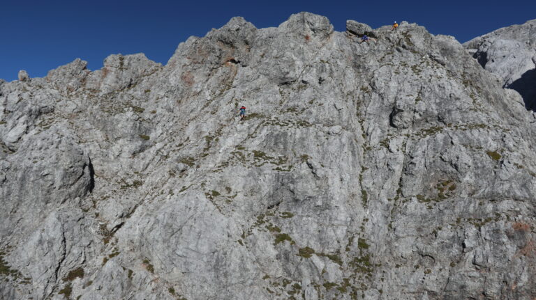 Leichterer Klettersteigabschnitt am Almhäuslblick